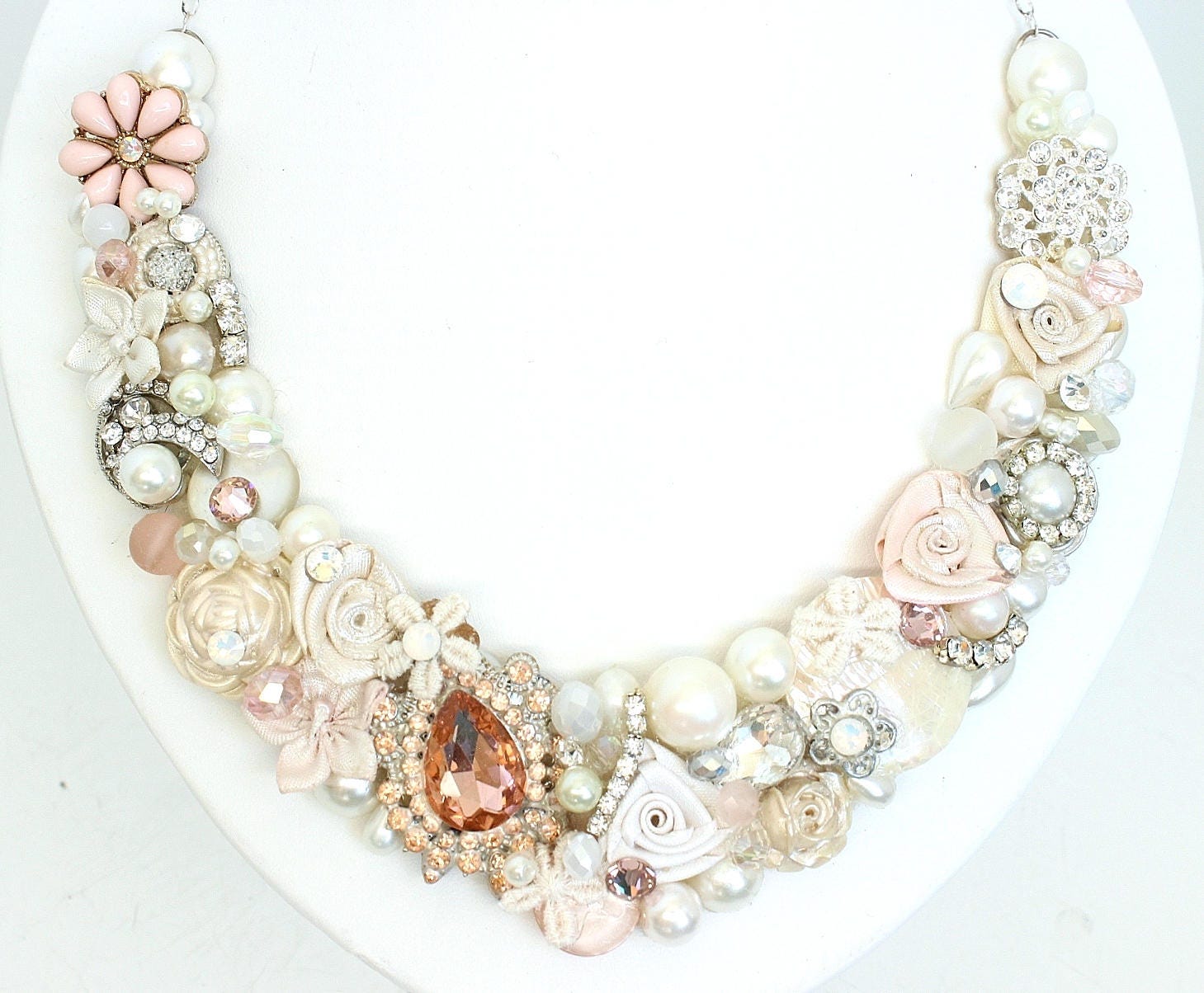 Blush Bridal Necklace Rose Gold Necklace Blush Wedding