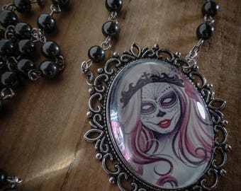 Cameo Rosary chaplet calavera dia los muertos ♰ Señorita ♰