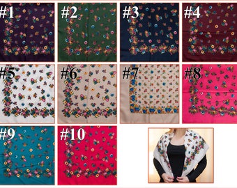 Russian shawl Different colors. Floral chale russe, Chic scarf, Mantón hustka. Babushka head scarf Fringed Shawls Platok