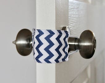 Navy Chevron (3 PACK) Door Silencer, Door Jammer, Nursery Door Silencer, Door cushion, Door latch cover, baby shower gift, LATCHY CATCHY