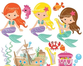 ON SALE INSTANT Download. Mermaids clip art. Cm_70. Personal and commercial use.