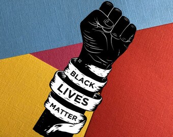Black Lives Matter Vinyl Sticker, Raised Fist Sticker, Peace Decal, Laptop Decal, Bumper Sticker, Political Sticker, Democracy, Politics