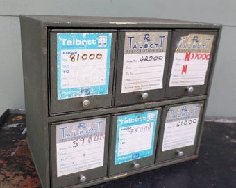 ON SALE Industrial, Storage, Pharmacy, Cabinet, Grey, Vintage, Prescription File Cabinet, Office, Medical, Oddities, Talbott, Aurora Illinoi