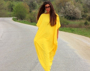 SALE ON 20 % OFF Yellow Dress/ Kaftan/ Long dress/ Caftan/ Plus size dress/ Plus size clothing/ oversized dress/ Casual dress/ Party dress