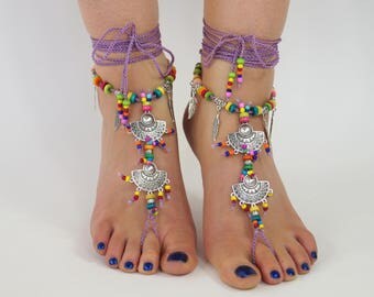 Barefoot sandals,Yoga sandals,Hippie sandals,Foot jewelry,Anklet,Crochet foot jewelry,Gypsy sandals,Boho sandals,Festival shoes