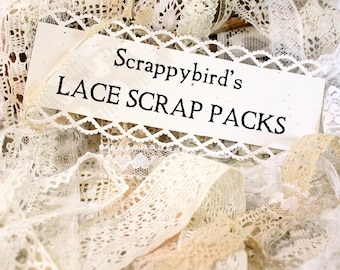 Vintage Lace Scrap Pack*Ecru and White Lace Grab-Bag*Vintage Lace*Mixed Media Supplies*Fiber Art Supplies*Craft Supplies