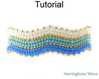 Beading Pattern Tutorial - Jewelry Making Bracelet - Herringbone Stitch with Seed Beads - Herringbone Wave #25606