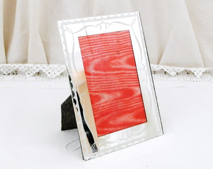 Vintage French Glass Mirrored Picture / Portrait / Photo Frame, French Shabby Chateau Chic Decor, Retro Brocante Mirror from France