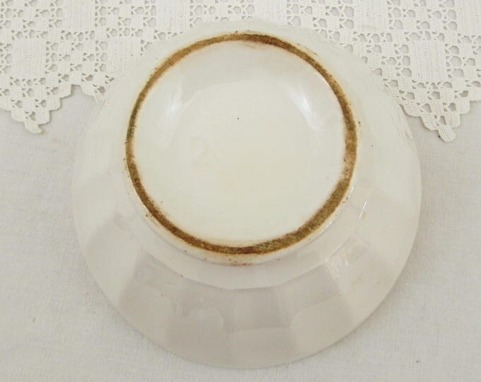 2 Antique Large White Coffee Bowls with Scalloped Sides from France, French Farmhouse Ceramic Café au Lait Bowls, Country Latte Bowl 2 Antique Large White Coffee Bowls with Scalloped Sides from France, French Farmhouse Ceramic Café au Lait Bowls, Country Latte Bowl