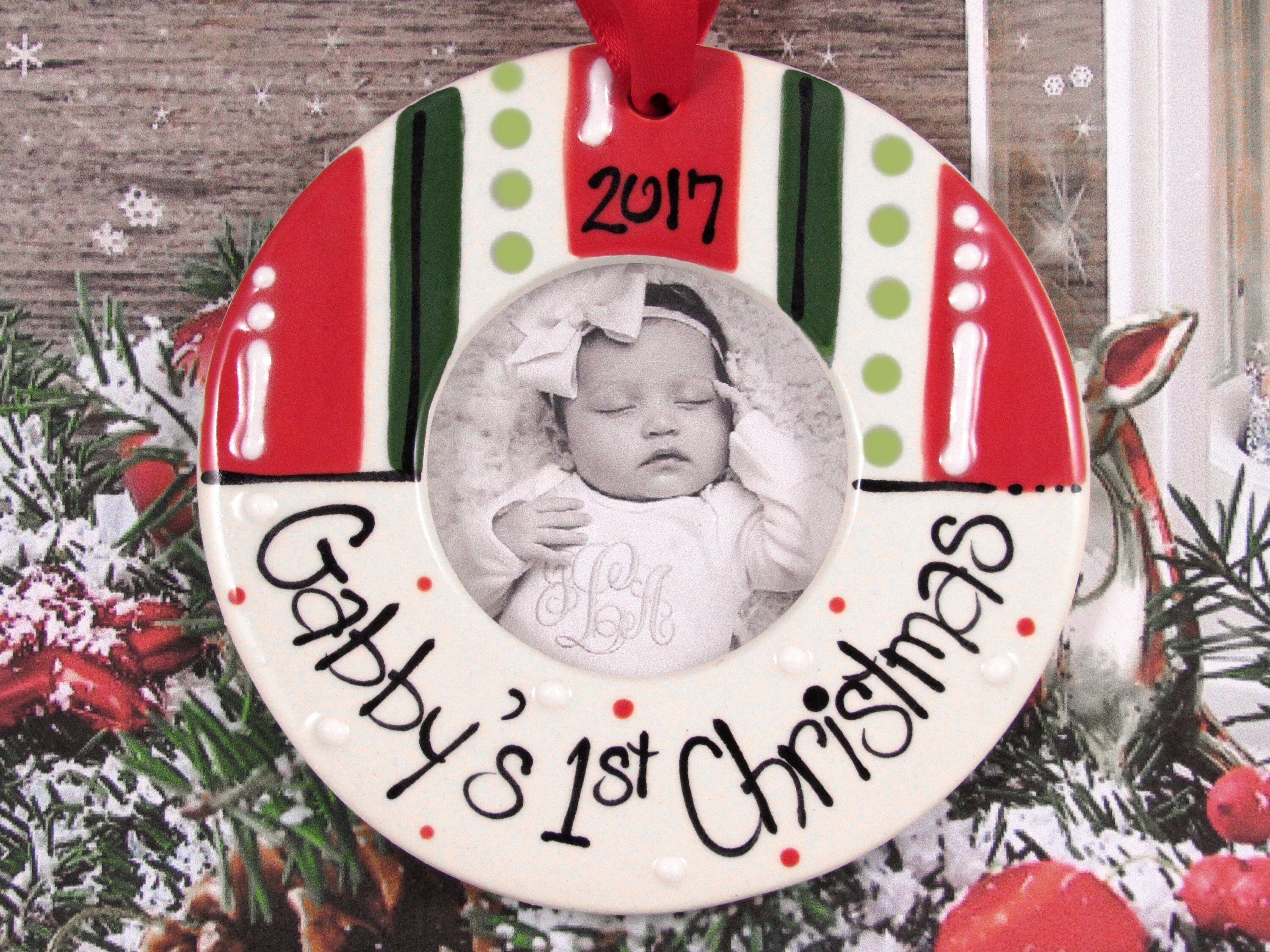 Personalized Baby's First Christmas Ornament Picture Frame