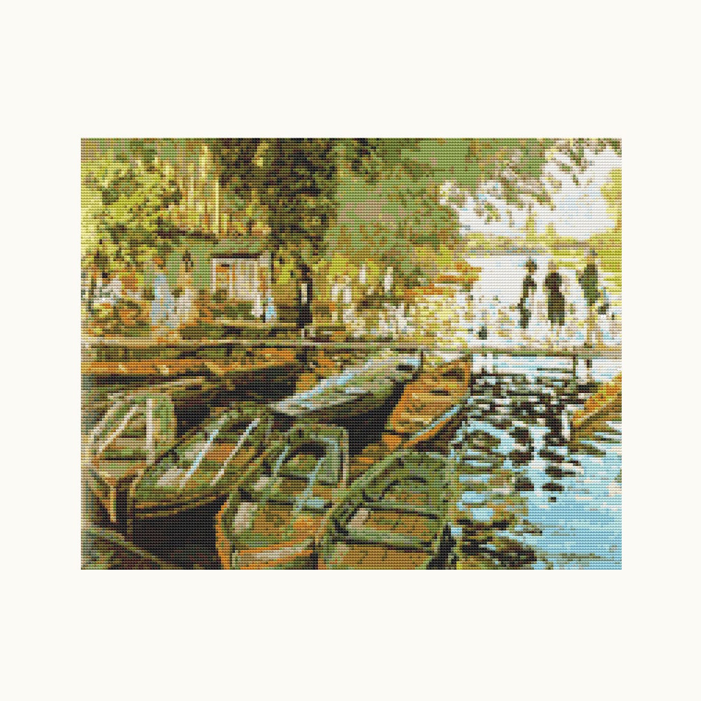 Cross Stitch Kit Bathing Claude Monet Boats Embroidery Kit