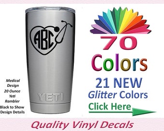 Yeti Monogram Cup, Vinyl Monogram Decal for Yeti, Yeti Tumbler Monogram, Yeti Decal Monograms Stickers, Monogram Yeti DECAL ONLY (01D)