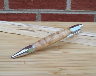 Handgemaakte White Oak chroom geplateerde Klik Pen
