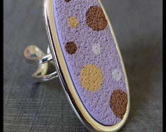 Ring purple and Brown mustard polka dots
