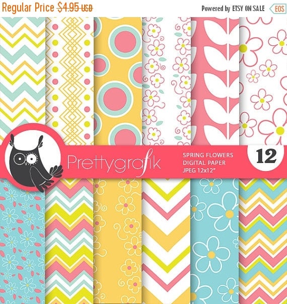 80% OFF SALE Spring butterflies digital paper, flowers digital papers commercial use, spring scrapbook papers, background - PS794 Il_570xn