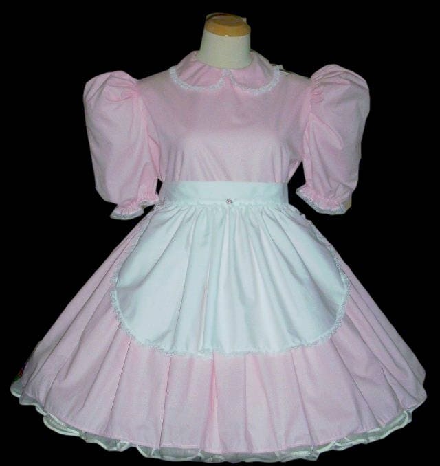 Adult Sissy Baby Dress Up Maid with apron ABDL Pink Dress