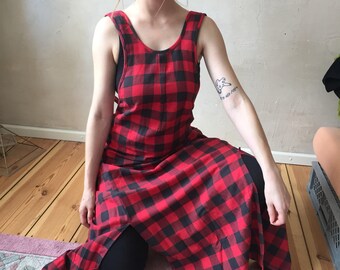 Tartan checkered flannel long dress size S