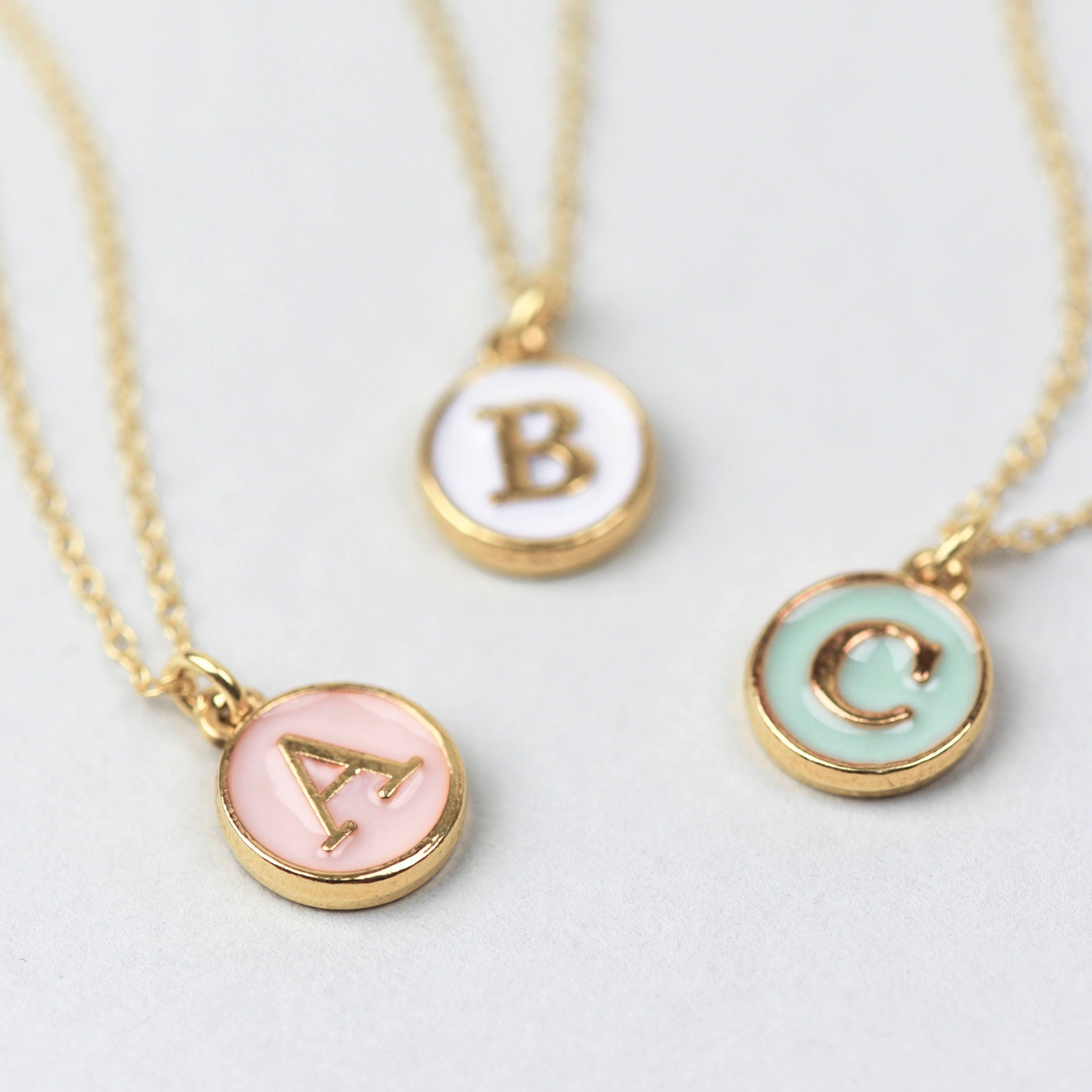 Pastel Initial Necklace Enamel Initial Necklace Initial