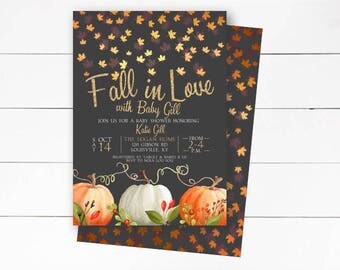 Fall in Love Baby Shower Invitation, Rustic, Fall Invitation, Fall Baby Shower, Autumn Invite, Falling in Love, Printable or Printed