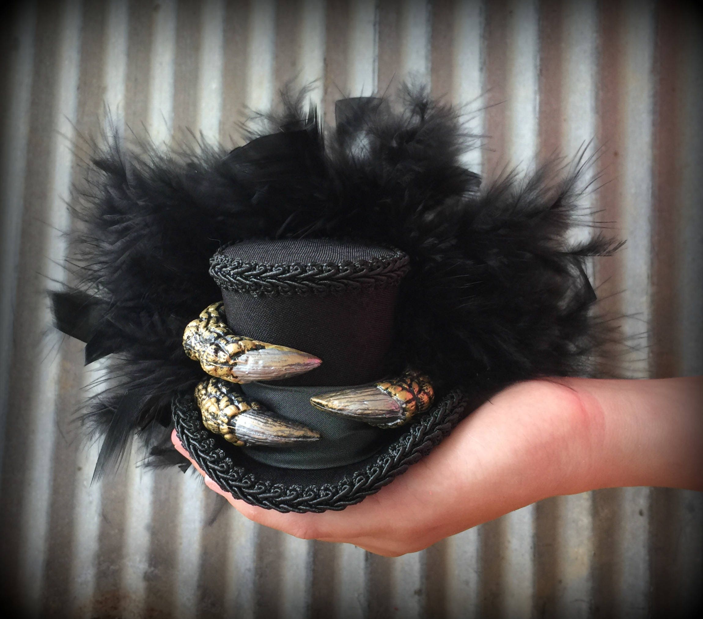 Dragon Micro Mini Top Hat, Alice in Wonderland, Mad hatter hat, Dragon Claw Mini Top hat, Mad Tea Party hat, Faux Leather Mini Top Hat steampunk buy now online