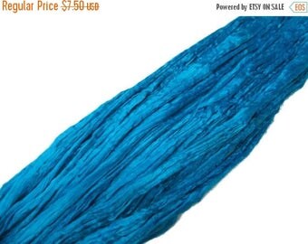 SALE 1 oz Mulberry Silk roving, hand dyed , color Turquoise