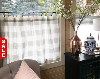 Weekend Sale 20% off!! 1 Plaid Cafe Curtain, Plaid , Buffalo Plaid , Window Treatments, Curtains , Buffalo Check, Nursery , Farmhouse Decor,