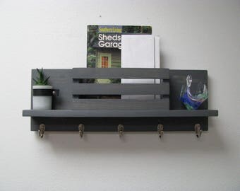 Mail and key Holder Wall Organizer Rustic Gray -