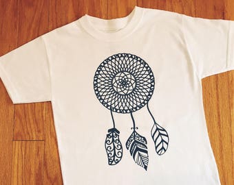 Girl's Dream Catcher T-shirt, Children's Tribal Shirt, Native American Clothing, Dreamcatcher Toddler Top, Tribal Birthday Outfit