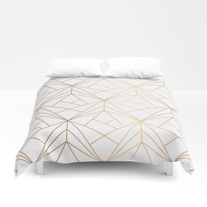 Geometric Gold Pattern Duvet Cover Gold Bed Cover Bohemian