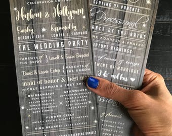 Rustic Wedding Programs | Custom Wedding Program Design | Wedding Ceremony | Bridal Party | Custom Programs for Wedding