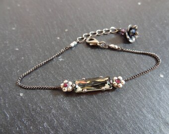 Grey/black bracelet and swarovski crystal