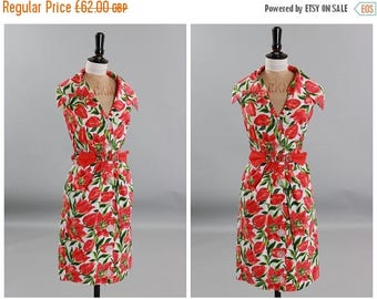 ON SALE Vintage original 1950s 50s 1960s 60s vibrant floral print cotton dress by Dolly Day UK 6 8 Us 2 4 Xs S