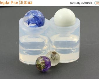 ON SALE -30%OFF- A transparent silicone mold for jewellery Diy, 2 pieces a sphere of 16 mm diameter.