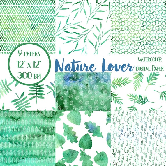 Scrapbook Paper Nature Leaves Digital Paper Digital