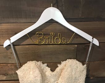 Wedding Hanger, Custom Bridal Hanger, Brides Hanger, Name, Wedding Hanger, Wedding Dress Hanger, Shower, Bride white hanger.