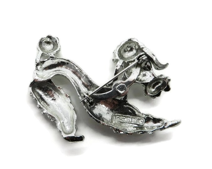 Gerry's French Poodle Brooch, Vintage Silver Tone Poodle Pin, Blue Rhinestone Eyes Signed Gerry's Pin, Gift for Her