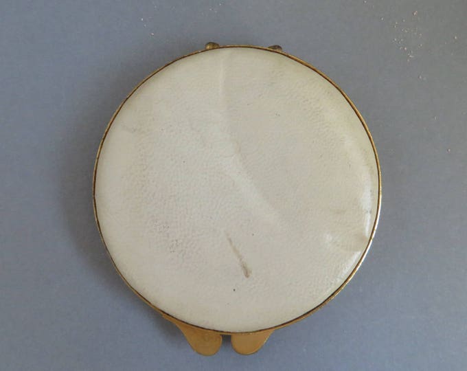 Cover Girl Compact - Vintage Black, Cream Round Mirrored Makeup Case, Collectible Powder Compact