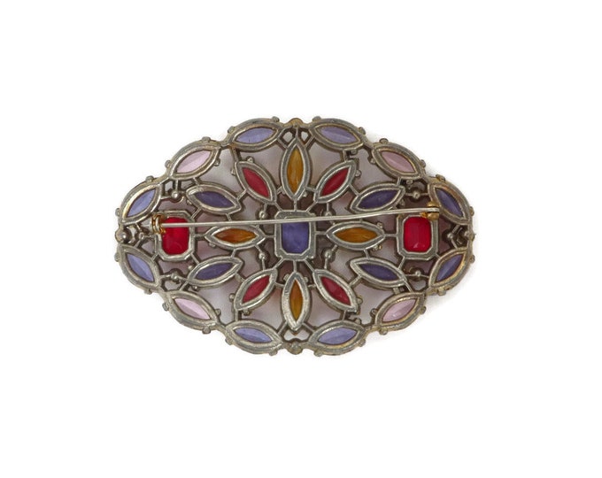 Pink & Purple Rhinestone Brooch, Large Oval Brooch, Vintage Mid-Century Costume Jewelry, Purple Pink Pin, Gift for Her Pink & Purple Rhinestone Brooch, Large Oval Brooch, Vintage Mid-Century Costume Jewelry, Purple Pink Pin, Gift for Her