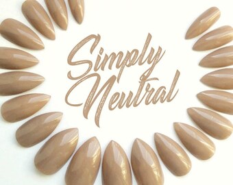Neutral Nude Press On Nails | Light Tan | Beige | Hand Painted | Fake Nails | False Nails | Acrylic Nails | Glue On Nails | Gel Nails Tips