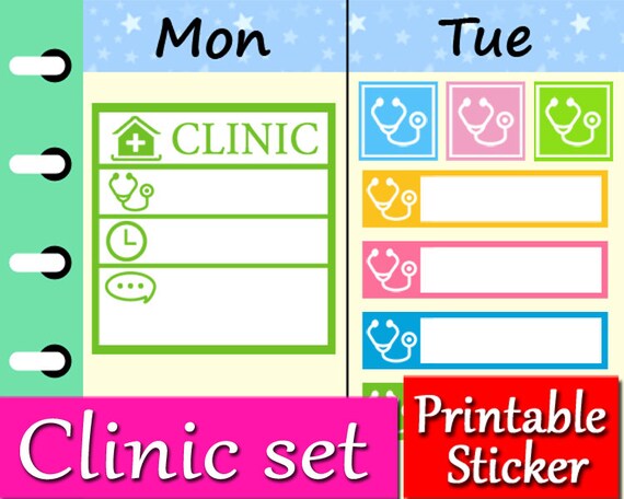 Clinic Printable Planner Stickers Health Doctor Medical Color