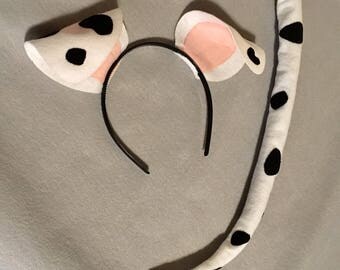 1 Puppy Dog Ears and Tail Dalmatian birthday party favors Dalmation black and white spots headband package Halloween costume animal