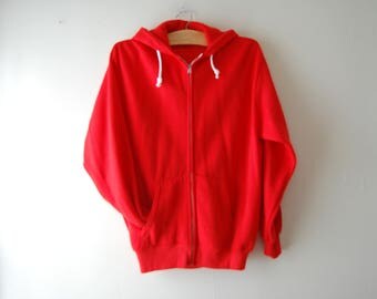 Vintage 80s Red Hoodie // Super Soft! // Size Medium