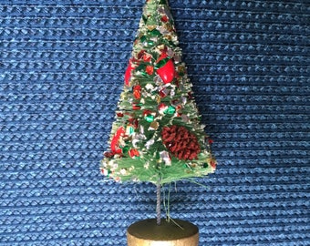 SALE Christmas Tree Bottle Brush Tree Retro Putz Tree 1950s Fruit Foil Vintage