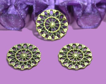 20 small prints filigree connector 18mm round