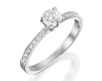 ON SALE!!!Engagement Ring 0.56 ct White Gold Diamond Ring-Bridal Jewelry-solitaire diamond engagement ring-promise ring-anniversary ring