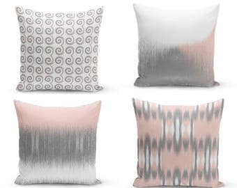 Blush Pillow Covers, Blush Grey White, Decorative Pillow Covers, Home Decor, Throw Pillow Cover, Geometric