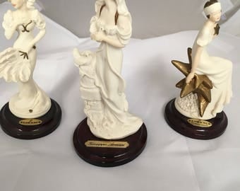Giuseppe Armani Minatures 3 Signed Figurines " The Society " Starr Chantal and Lady Dove Florence Lady Figural Collectibles