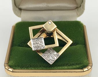 1970s Diamond and 14K Gold Teufel Spinner Ring