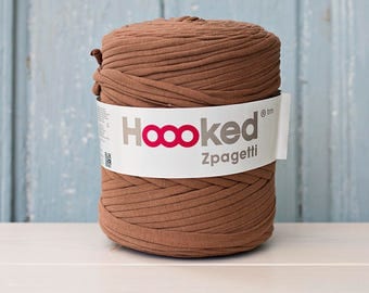 t-shirt yarn 135 yards, ecologic cotton, Zpagetti,bear brown, recycled yarn, cotton yarn, elastic yarn