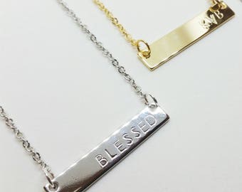 Silver Bar Necklace with Initials/Monogram